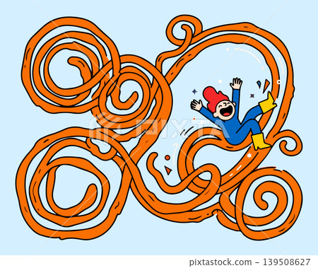 Cartoon Character Riding Orange Swirls Cartoon Character Riding Orange Swirls 139508627