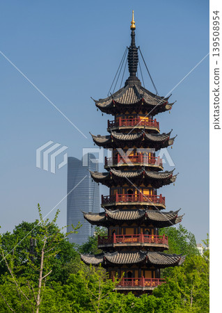 Top view of Longhua temple pagoda as flak cannon tower, Shanghai 139508954