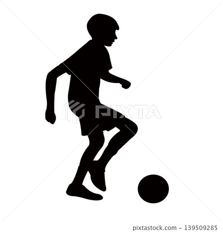 a boy playing football, silhouette vector a boy playing football, silhouette vector 139509285