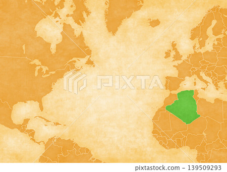 Ocher map of North Atlantic Ocean - Algeria Ocher map of North Atlantic Ocean - Algeria 139509293