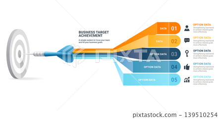Business Darts Target Achievement Infographic Diagram Template Background 139510254