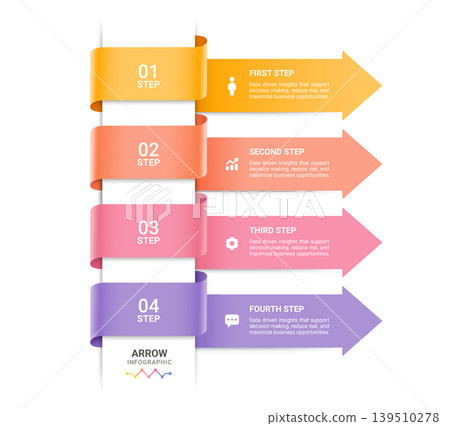Arrow Step Infographic with Business Growth Workflow Diagram Template Background Arrow Step Infographic with Business Growth Workflow Diagram Template Background 139510278