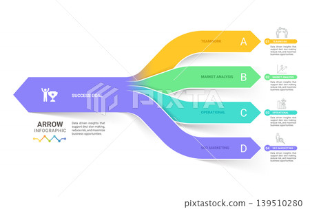 Arrow Step Infographic with Business Growth Workflow Diagram Template Background Arrow Step Infographic with Business Growth Workflow Diagram Template Background 139510280