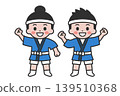 Two people wearing happi coats, a man and a woman. 139510368