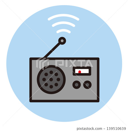 收音機圖示。適用於家用電器、災難和現場直播的插圖素材。 139510639