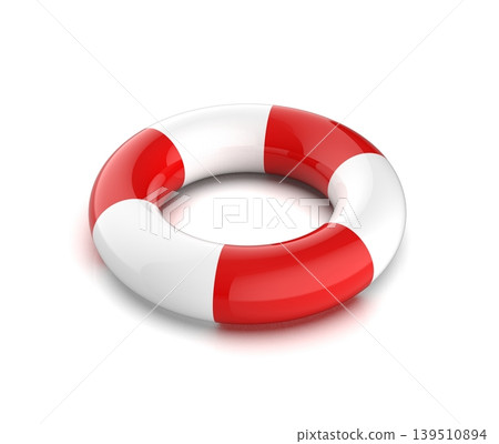 Red and White Lifebuoy Ring for Water Safety, 3d rendering 139510894
