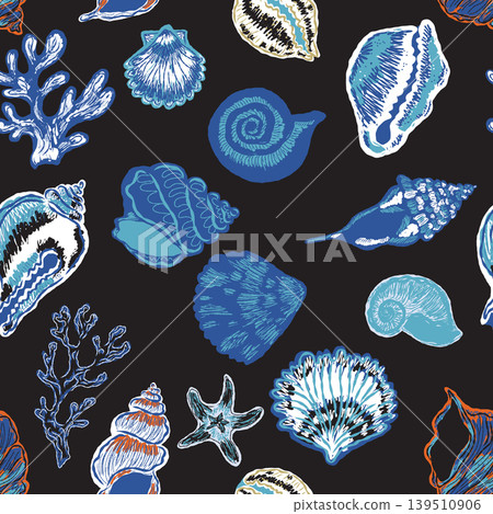 seamless pattern with sea shells 139510906