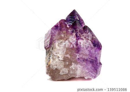 Macro Mineral Stone Amethyst together smoky quartz, rauchtopaz on a white background Macro Mineral Stone Amethyst together smoky quartz, rauchtopaz on a white background 139511086