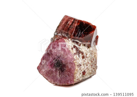 Macro mineral tourmaline stone on a white background Macro mineral tourmaline stone on a white background 139511095
