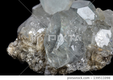 Macro mineral stone Aquamarine on a black background Macro mineral stone Aquamarine on a black background 139511098
