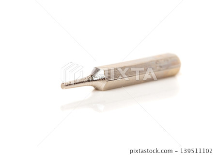 A set of different attachments for a head screwdriver with a screwdriver on a white background A set of different attachments for a head screwdriver with a screwdriver on a white background 139511102