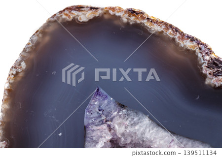 Macro mineral stone Agate breed a white background Macro mineral stone Agate breed a white background 139511134