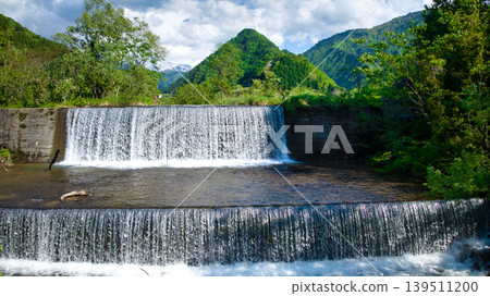 In May, snowmelt water flows through a small stream in eastern Toyama Prefecture. In May, snowmelt water flows through a small stream in eastern Toyama Prefecture. 139511200