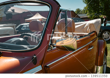 Berlin, Germany - May 2, 2026. Volkswagen Beetle Cabriolet detail at Oldtimer Open Air 139511350