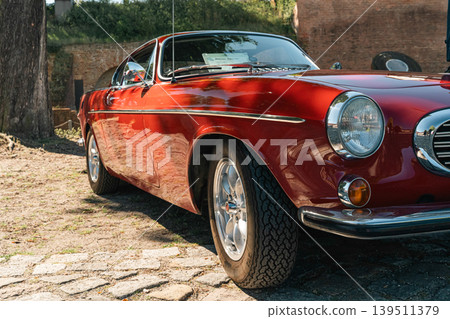 Berlin, Germany - May 2, 2026. Volvo P1800 detail at Oldtimer Open Air Berlin, Germany - May 2, 2026. Volvo P1800 detail at Oldtimer Open Air 139511379