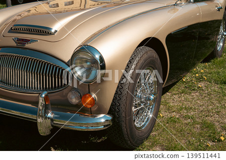 Berlin, Germany - May 2, 2026. Austin-Healey 3000 front detail Berlin, Germany - May 2, 2026. Austin-Healey 3000 front detail 139511441