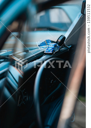 Berlin, Germany - May 2, 2026. Toy car inside classic car at Oldtimer Open Air 139511532