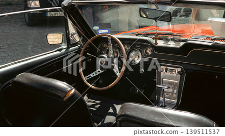 Berlin, Germany - May 2, 2026. Classic convertible interior Berlin, Germany - May 2, 2026. Classic convertible interior 139511537