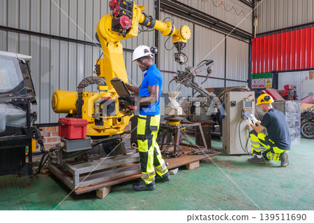 Diverse Engineering Team 20-40s Troubleshooting Robotic Systems 139511690