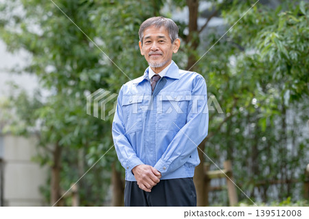 A man in work clothes outdoors A man in work clothes outdoors 139512008