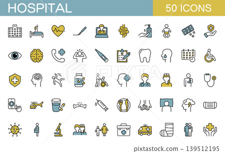 Hospital-related LINE icon set (color) Hospital-related LINE icon set (color) 139512195