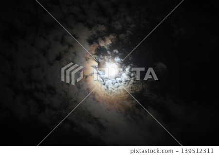 The moon hiding in the clouds 139512311