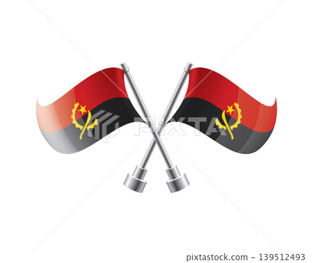 Scalable illustration capturing prideful display of Angolan national banners Scalable illustration capturing prideful display of Angolan national banners 139512493