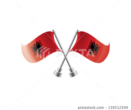 Scalable illustration capturing prideful display of Albanian national banners 139512509