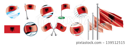 A set of vector Albanian flags of different designs 139512515