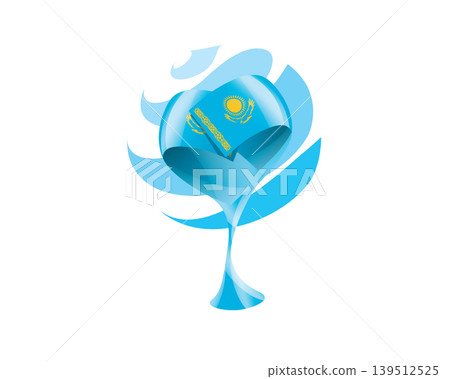 Floral emblem of the Kazakhstan flag in the form of a heart Floral emblem of the Kazakhstan flag in the form of a heart 139512525