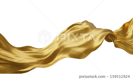 Gold luxury fabric isolated on white background with copy space 3D render Gold luxury fabric isolated on white background with copy space 3D render 139512924