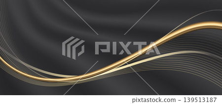 Abstract black luxury background with golden ribbon glitter elements and decoration design modern vector Abstract black luxury background with golden ribbon glitter elements and decoration design modern vector 139513187