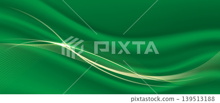 Abstract luxury vector background with elegant glowing golden wave lines on green silk texture. Fully editable EPS10. Abstract luxury vector background with elegant glowing golden wave lines on green silk texture. Fully editable EPS10. 139513188