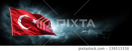 The waving Turkish flag The waving Turkish flag 139513338