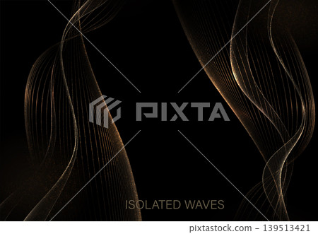 An isolated design element. Subtle waves with fine gold tinsel An isolated design element. Subtle waves with fine gold tinsel 139513421