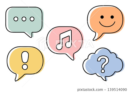 Simple speech bubble color icon set Simple speech bubble color icon set 139514090