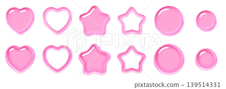 Y2K Dreamy Cute Style Pink Puffy Heart and Star 3D Parts Set Y2K Dreamy Cute Style Pink Puffy Heart and Star 3D Parts Set 139514331