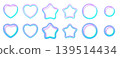A set of 3D bubble-making parts in Y2K-style neon colors, featuring puffy hearts, stars, and circles. 139514434