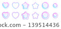 A set of 3D bubble-making parts in Y2K-style neon colors, featuring puffy hearts, stars, and circles. 139514436