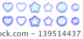 A set of 3D bubble-making parts in Y2K-style neon colors, featuring puffy hearts, stars, and circles. 139514437