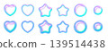 A set of 3D bubble-making parts in Y2K-style neon colors, featuring puffy hearts, stars, and circles. 139514438