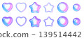 A set of 3D bubble-making parts in Y2K-style neon colors, featuring puffy hearts, stars, and circles. 139514442