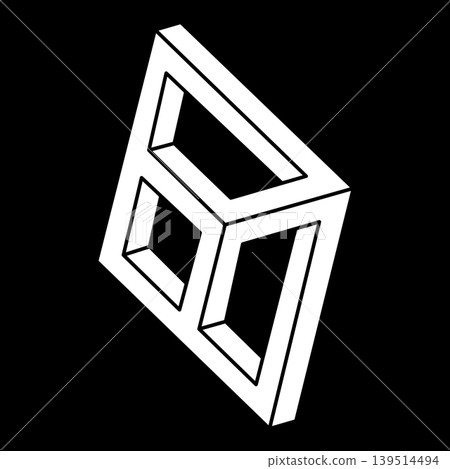 Impossible shapes. Sacred geometry. Escher paradox. Optical illusion figure. Abstract eternal geometric objects. Impossible endless outline. Op art. Impossible geometry shape on a black background. Impossible shapes. Sacred geometry. Escher paradox. Optical illusion figure. Abstract eternal geometric objects. Impossible endless outline. Op art. Impossible geometry shape on a black background. 139514494