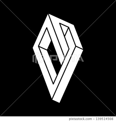 Impossible shapes logo design, optical illusion object. Escher paradox. Optical art. Sacred geometry figure. Impossible shapes logo design, optical illusion object. Escher paradox. Optical art. Sacred geometry figure. 139514508