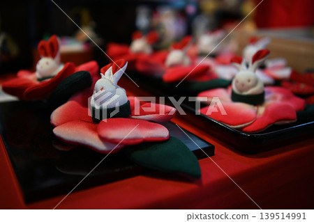 Tsuchiura's Hina Matsuri Hanging Decorations: Traditional Japanese craftsmanship overflowing with beauty, featuring camellias and white rabbits. Tsuchiura's Hina Matsuri Hanging Decorations: Traditional Japanese craftsmanship overflowing with beauty, featuring camellias and white rabbits. 139514991