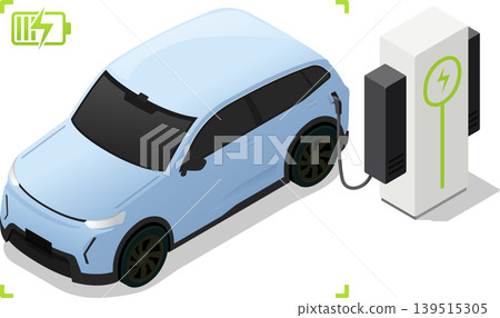 Electric vehicle charging battery with charging icon stock illustration Electric vehicle charging battery with charging icon stock illustration 139515305