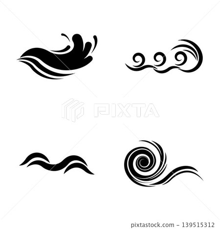 Water Wave Icon Logo Template Water Wave Icon Logo Template 139515312