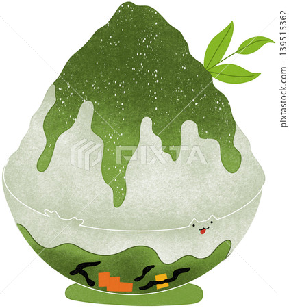 matcha bingsu with green tea leaf matcha bingsu with green tea leaf 139515362
