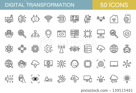 Line icon set related to DX (Digital Transformation) Line icon set related to DX (Digital Transformation) 139515481