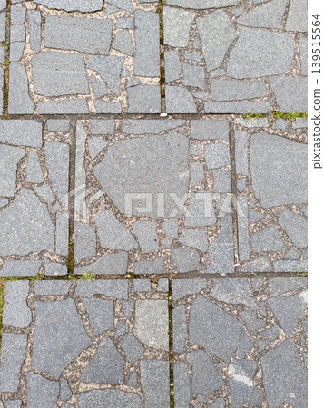 Texture of an old stone path moss plant high-quality photo 139515564
